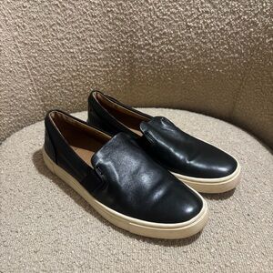 Frye Black Leather Slip-On Sneakers